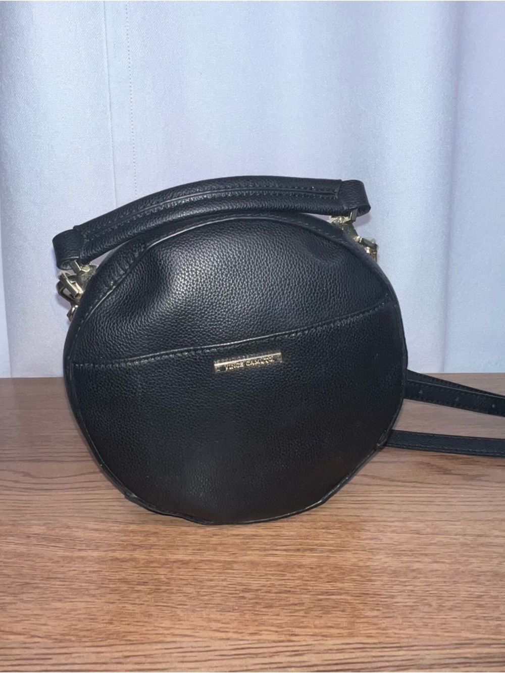 Black Convertible Leather Crossbody Bag Removable Strap Classic Minimal Purse - Picture 4 of 6